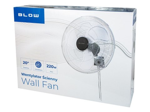 44-659# Wentylator ścienny 50cm 220w srebrny cyrkulator