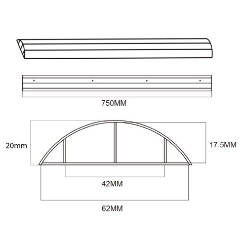 Aluminiowa listwa maskująca do kabli Maclean, 62x20x750mm, biała, MC-814 W