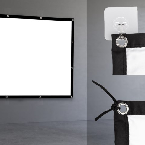 Ekran projekcyjny Maclean, 150", 300x220cm, obramowanie 25mm 4:3, haczyki do naciągu, MC-168