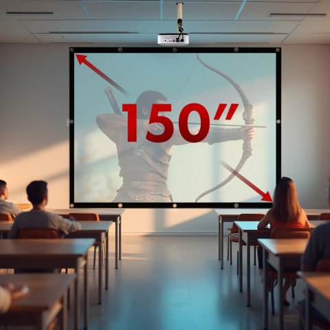 Ekran projekcyjny Maclean, 150", 300x220cm, obramowanie 25mm 4:3, haczyki do naciągu, MC-168