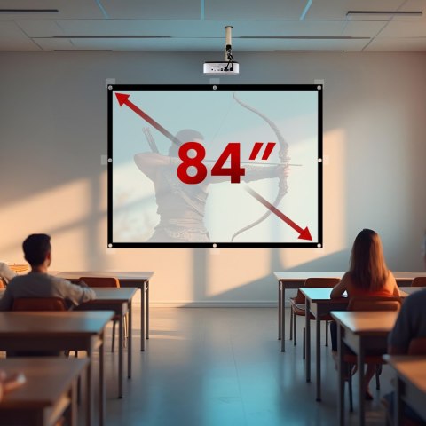 Ekran projekcyjny Maclean, 84", 175x131cm, obramowanie 25mm 4:3, haczyki do naciągu, MC-166