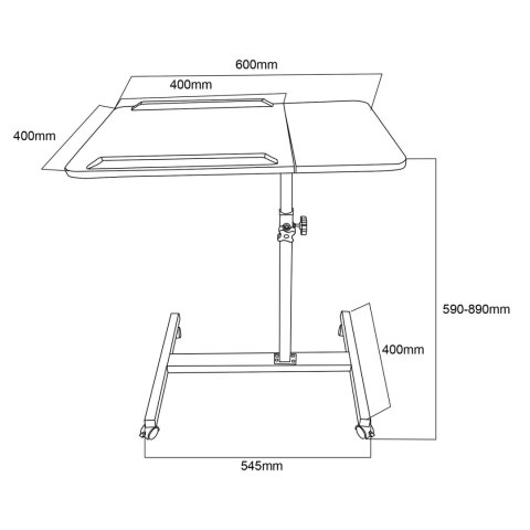 Mobilne biurko/stand na laptop Maclean, białe, regulacja wysokośc 59-89cm, max. 30kg , MC-121 B