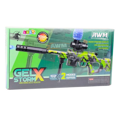 Karabin AWM Na Kulki Wodne Hydrożelowe Zielony Okulary 61cm