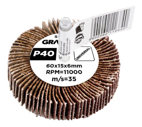 Ściernica listkowa trzpieniowa 60 x 15 x 6 mm, P40