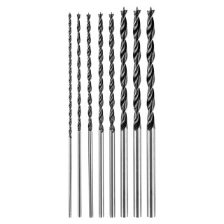 Zestaw wierteł do drewna, przedłużanych: 4, 5, 6, 7, 8, 10, 12 mm x 300 mm, 7 sztuk