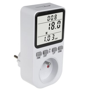 Miernik energii GreenBlue, watomierz, typ E, 220-240V AC, 50Hz, max. obciążenie 16A, IP20, wbudowana bateria, GB364 E