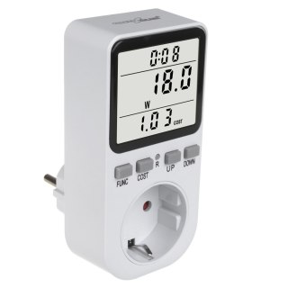 Miernik energii GreenBlue, watomierz, typ F, 220-240V AC, 50Hz, max. obciążenie 16A, IP20, wbudowana bateria, GB364 F