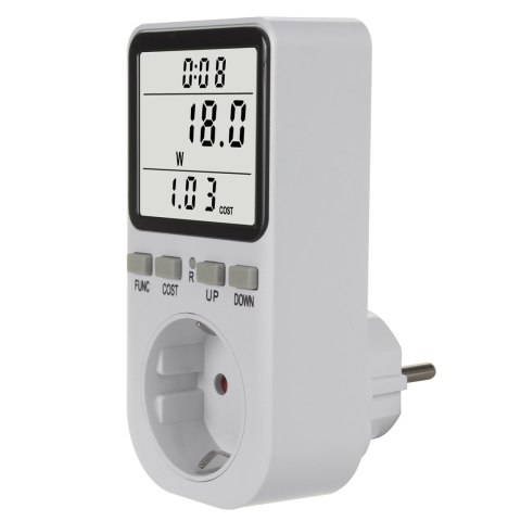 Miernik energii GreenBlue, watomierz, typ F, 220-240V AC, 50Hz, max. obciążenie 16A, IP20, wbudowana bateria, GB364 F