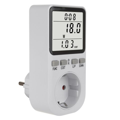 Miernik energii GreenBlue, watomierz, typ F, 220-240V AC, 50Hz, max. obciążenie 16A, IP20, wbudowana bateria, GB364 F