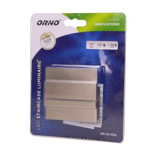 CYGNUS LED 1,2W, oprawa schodowa natynkowa, 12V DC, 100lm, 6000K, satyna