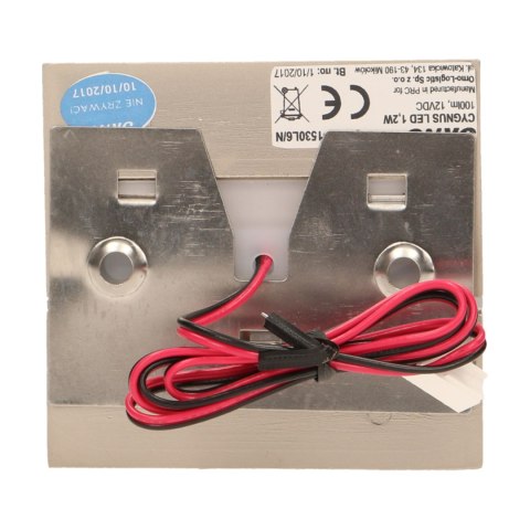 CYGNUS LED 1,2W, oprawa schodowa natynkowa, 12V DC, 100lm, 6000K, satyna