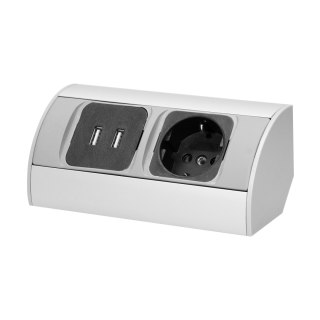Gniazdo meblowe 1x2P+Z, 2xUSB, wersja schuko
