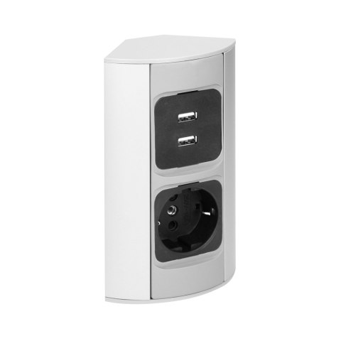 Gniazdo meblowe 1x2P+Z, 2xUSB, wersja schuko
