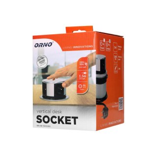Gniazdo meblowe ?10cm wysuwane z blatu z przewodem 1,5m, 4x2P+Z, wersja schuko