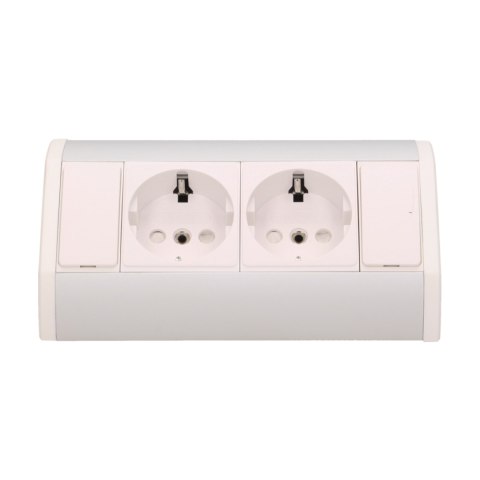 Gniazdo meblowe 2x2P+Z, schuko, biało-srebrne