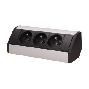 Gniazdo meblowe 3x2P+Z, czarno-srebrne
