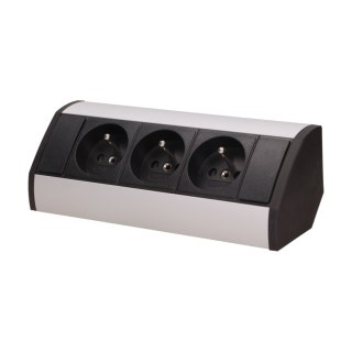Gniazdo meblowe 3x2P+Z, czarno-srebrne