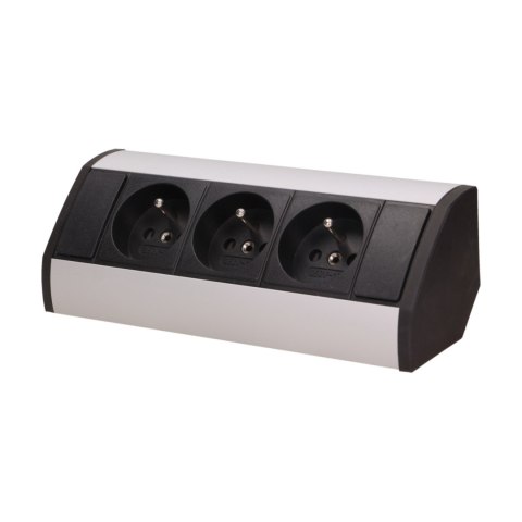 Gniazdo meblowe 3x2P+Z, czarno-srebrne