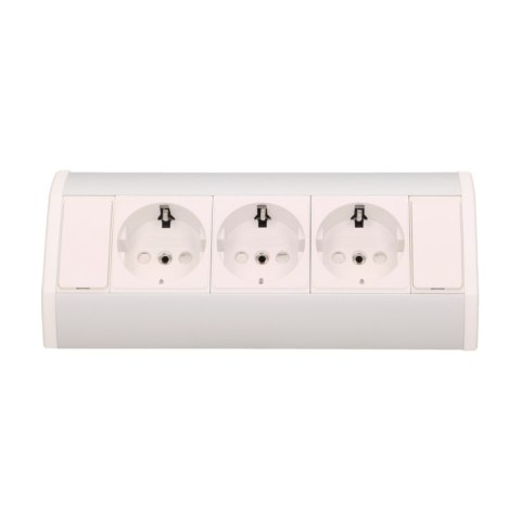 Gniazdo meblowe 3x2P+Z, schuko, biało-srebrne