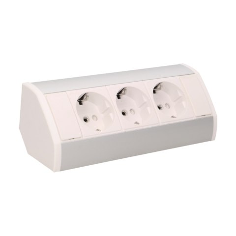 Gniazdo meblowe 3x2P+Z, schuko, biało-srebrne