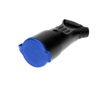 Hermetyczne gniazdo gumowe 2P+Z, proste, IP44, czarne