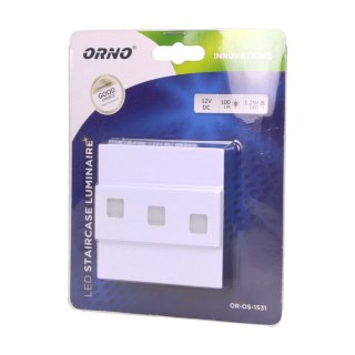 LEPUS LED 1,2W, oprawa schodowa natynkowa, 12V DC, 100lm, 3000K, biała