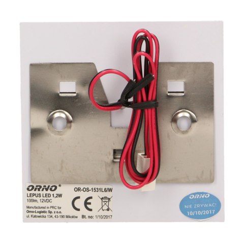 LEPUS LED 1,2W, oprawa schodowa natynkowa, 12V DC, 100lm, 3000K, biała