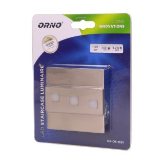 LEPUS LED 1,2W, oprawa schodowa natynkowa, 12V DC, 100lm, 3000K, satyna
