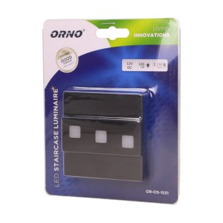 LEPUS LED 1,2W, oprawa schodowa natynkowa, 12V DC, 100lm, 6000K, czarna