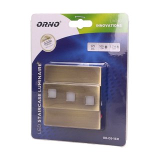 LEPUS LED 1,2W, oprawa schodowa natynkowa, 12V DC, 100lm, 6000K, mosiądz
