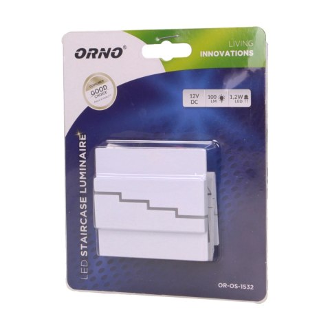 LYNX LED 1,2W, oprawa schodowa natynkowa, 12V DC, 100lm, 3000K, biała