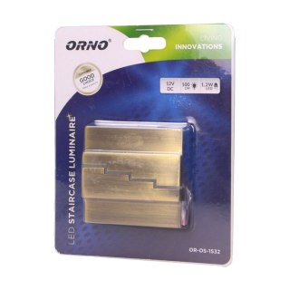 LYNX LED 1,2W, oprawa schodowa natynkowa, 12V DC, 100lm, 3000K, mosiądz