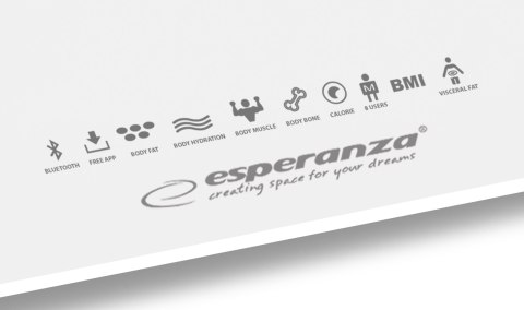 EBS016W Esperanza cyfrowa waga łazienkowa analityczna 8w1 bt b.fit biała