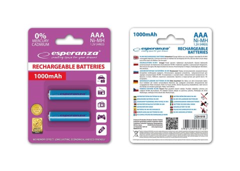 EZA101B Esperanza akumulatorki ni-mh aaa 1000mah 2szt. niebieskie