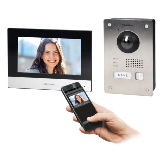 HIKVISION DS-KIS703-P zestaw wideodomofonowy 2-żyłowy jednorodzinny z monitorem 7" i kamerą Full HD i sterowaniem z aplikacji, m