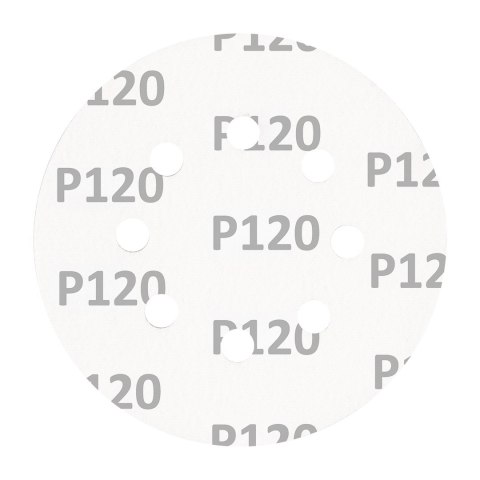 Krążki ścierne na rzep 125 mm, P120, 5 szt., z 8 otworami