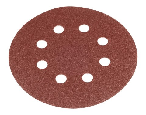 Krążki ścierne na rzep 125 mm, P240, 5 szt., z 8 otworami