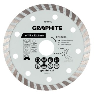 Tarcza diamentowa do cięcia turbo, 115 x 22.22 mm, na sucho