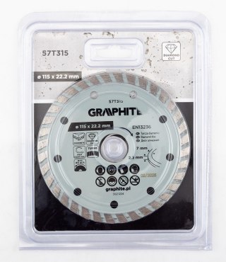 Tarcza diamentowa do cięcia turbo, 115 x 22.22 mm, na sucho
