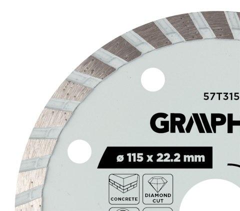 Tarcza diamentowa do cięcia turbo, 115 x 22.22 mm, na sucho