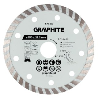 Tarcza diamentowa do cięcia turbo, 150 x 22.22 mm, na sucho