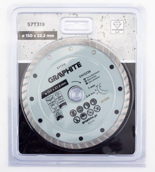 Tarcza diamentowa do cięcia turbo, 150 x 22.22 mm, na sucho