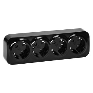 Gniazdo poczwórne ToDo 2P+Z Schuko IP20, 16A, 230V AC, czarny