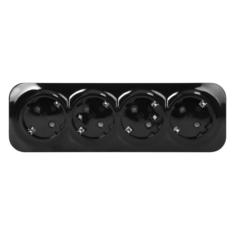 Gniazdo poczwórne ToDo 2P+Z Schuko IP20, 16A, 230V AC, czarny