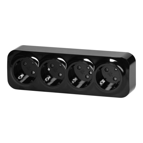 Gniazdo poczwórne ToDo 2P+Z Schuko IP20, 16A, 230V AC, czarny