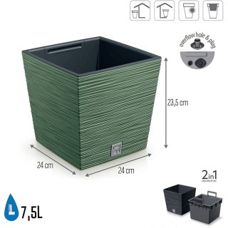 Doniczka FURU SQUARE LOW DFS240 - ziemisty zielony