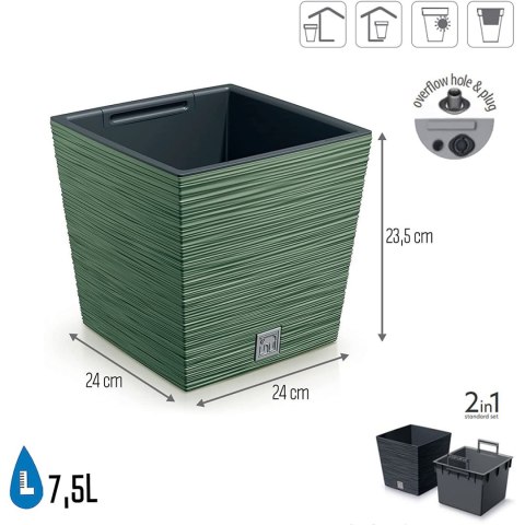 Doniczka FURU SQUARE LOW DFS240 - ziemisty zielony