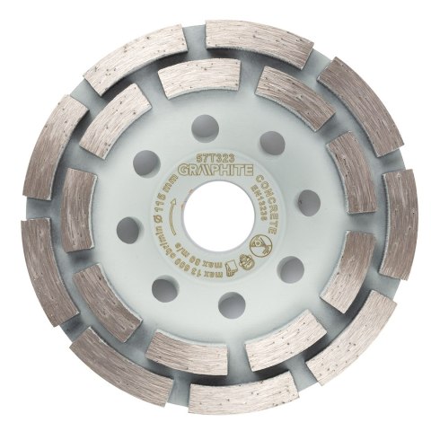 Tarcza diamentowa szlifierska, 2 segmenty, 115 x 22.2 mm, na sucho