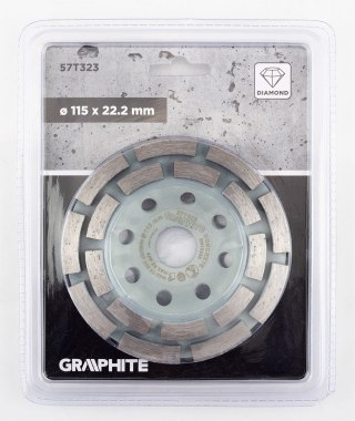 Tarcza diamentowa szlifierska, 2 segmenty, 115 x 22.2 mm, na sucho