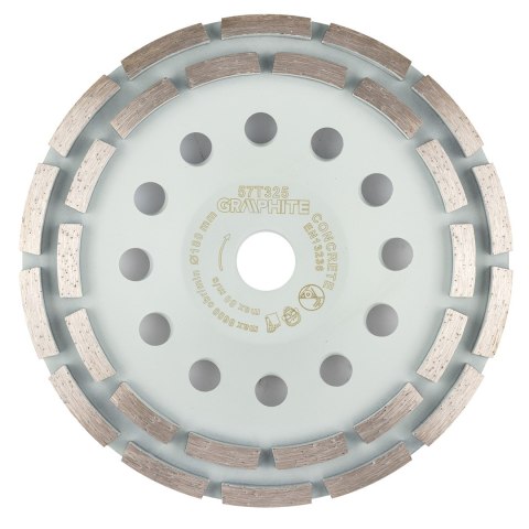 Tarcza diamentowa szlifierska, 2 segmenty, 180 x 22.2 mm, na sucho